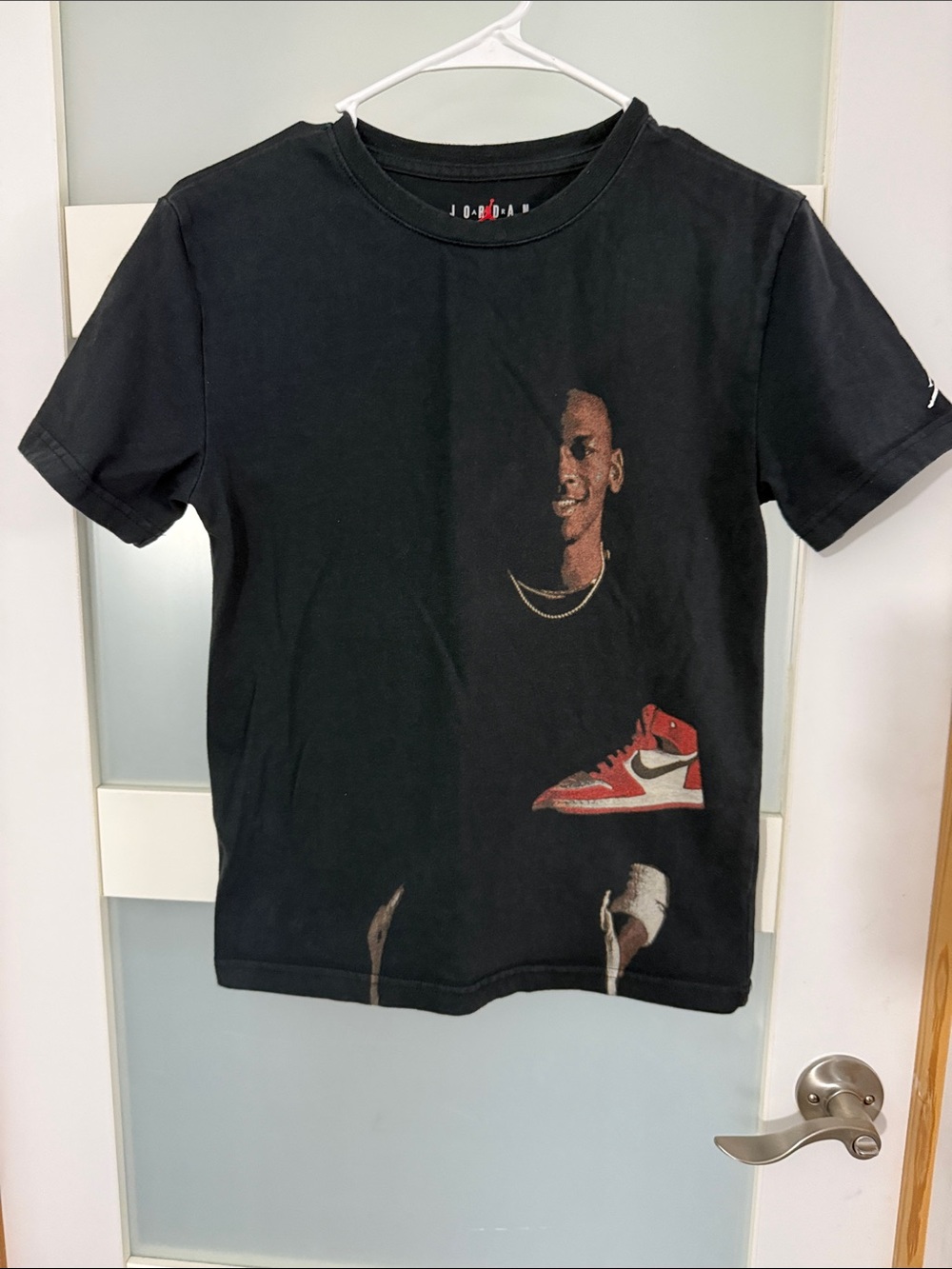 Jordan Black Tee with Red Sneaker Graphic